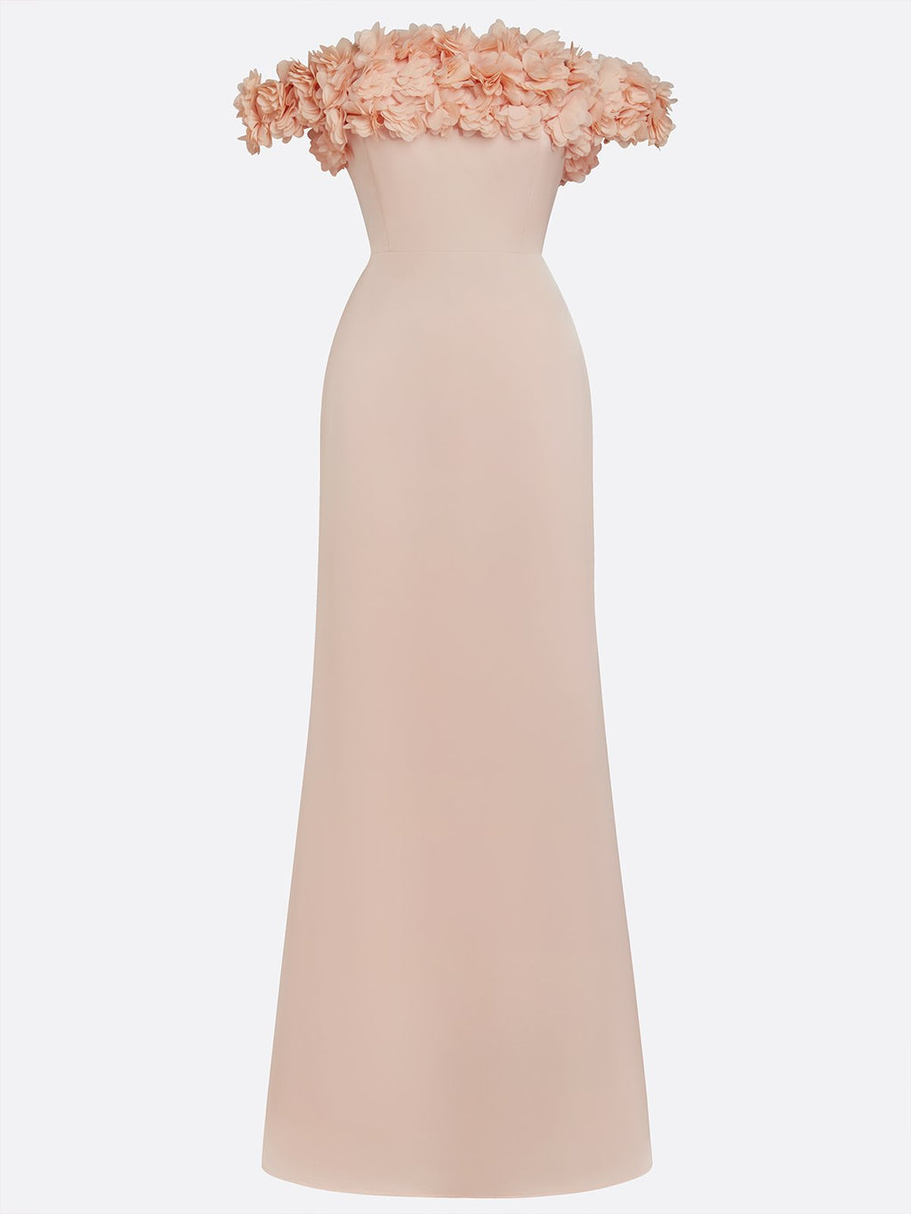Pink 3D Floral Ruched Classic Off The Shoulder With Removable Cape Short Sleeve Mermaid Gown Dress