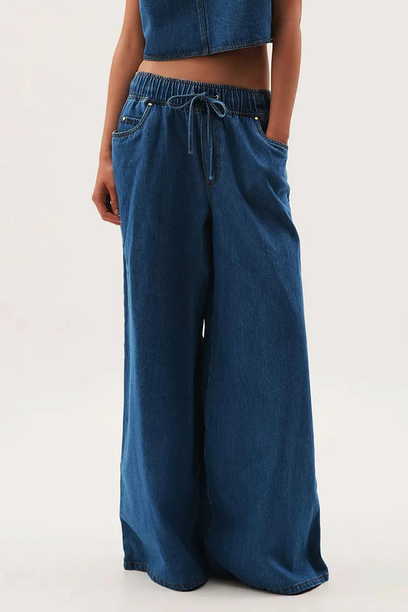 Women's Vintage Low Rise Drawstring Jeans