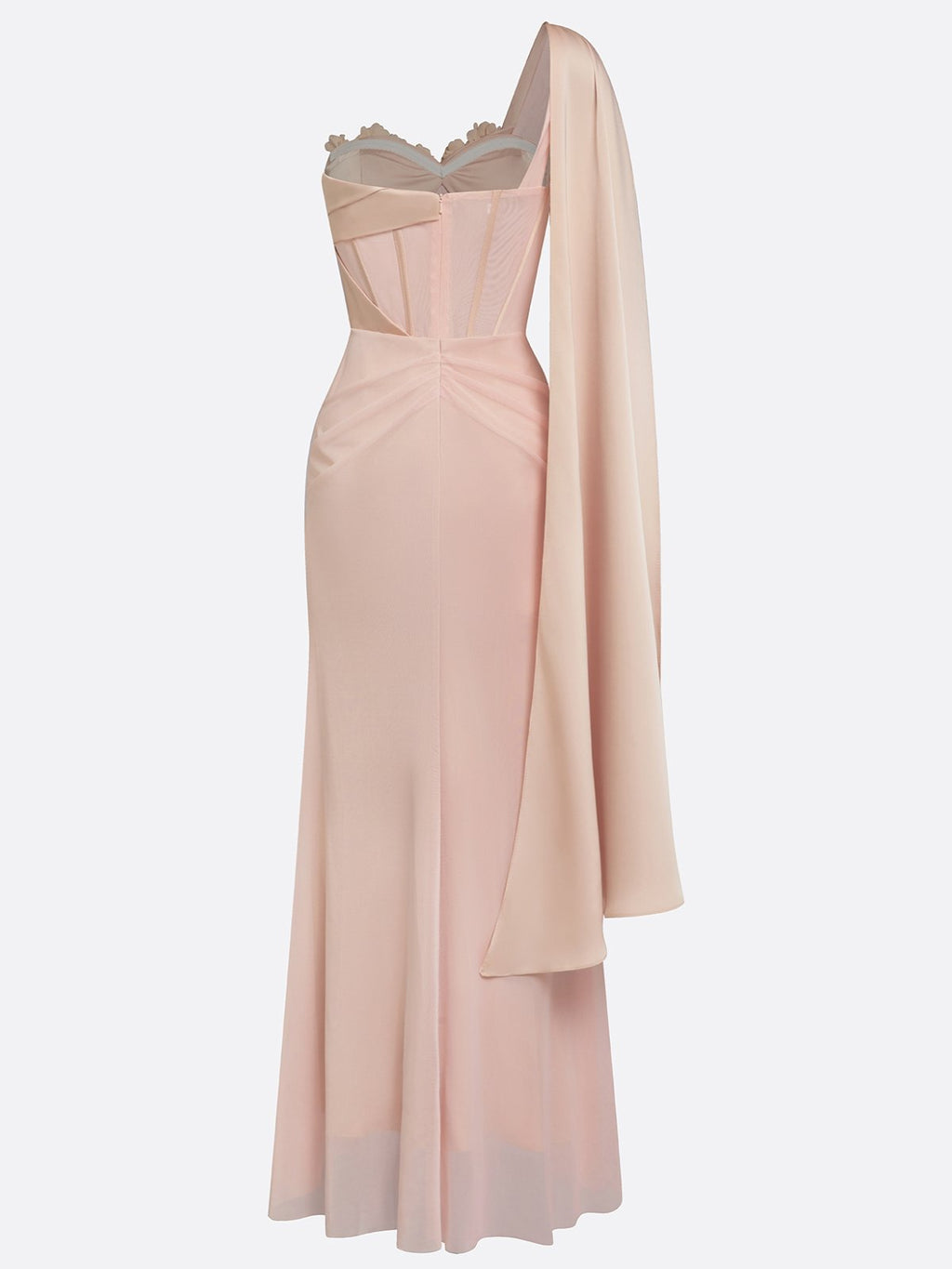 Pink 3D Floral Classic One Shoulder Sleeveless Sheath Floor-length Gown Dress