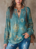 Vintage Ethnic Style Trim Floral Lace Blouse