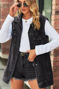 Vintage Bleach Wash Loose Fit Denim Vest Coat