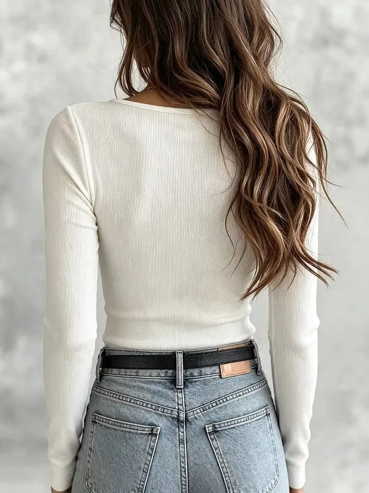 Stylish And Minimalist Half-zip Knit Top