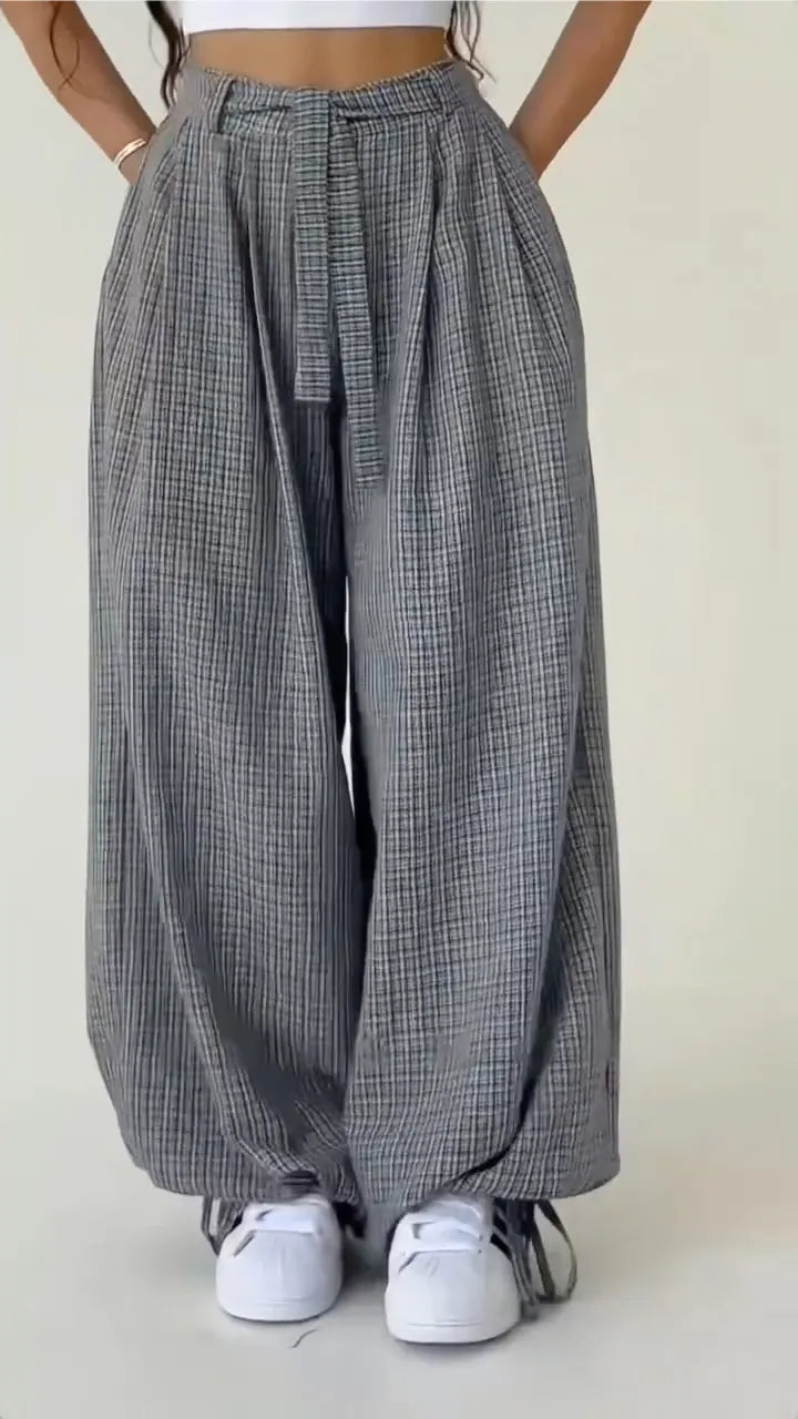 Plaid Baggy Wide Leg Pants