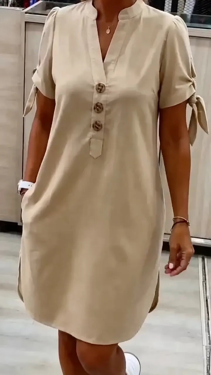 ie‑Sleeve Shift Midi Dress