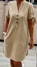 ie‑Sleeve Shift Midi Dress