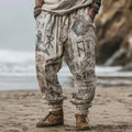 Men Boho Rune Graphic Linen Harem Pants