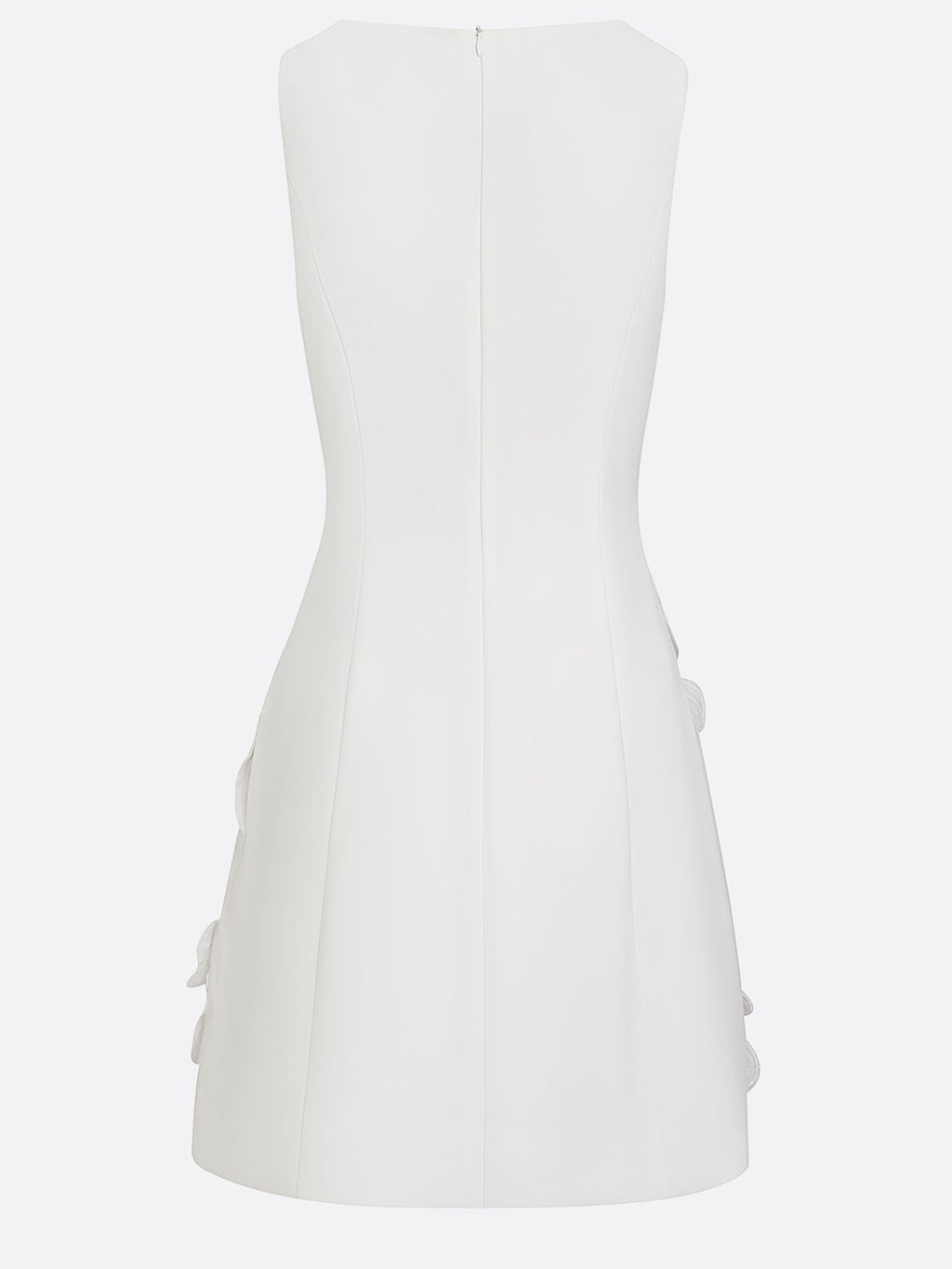 White 3D Floral Pearl Classic Boat Neck Sleeveless A-Line Mini Dress