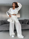 Women's Striped Cut-Out Zip-Front Set – Stylish Matching Set