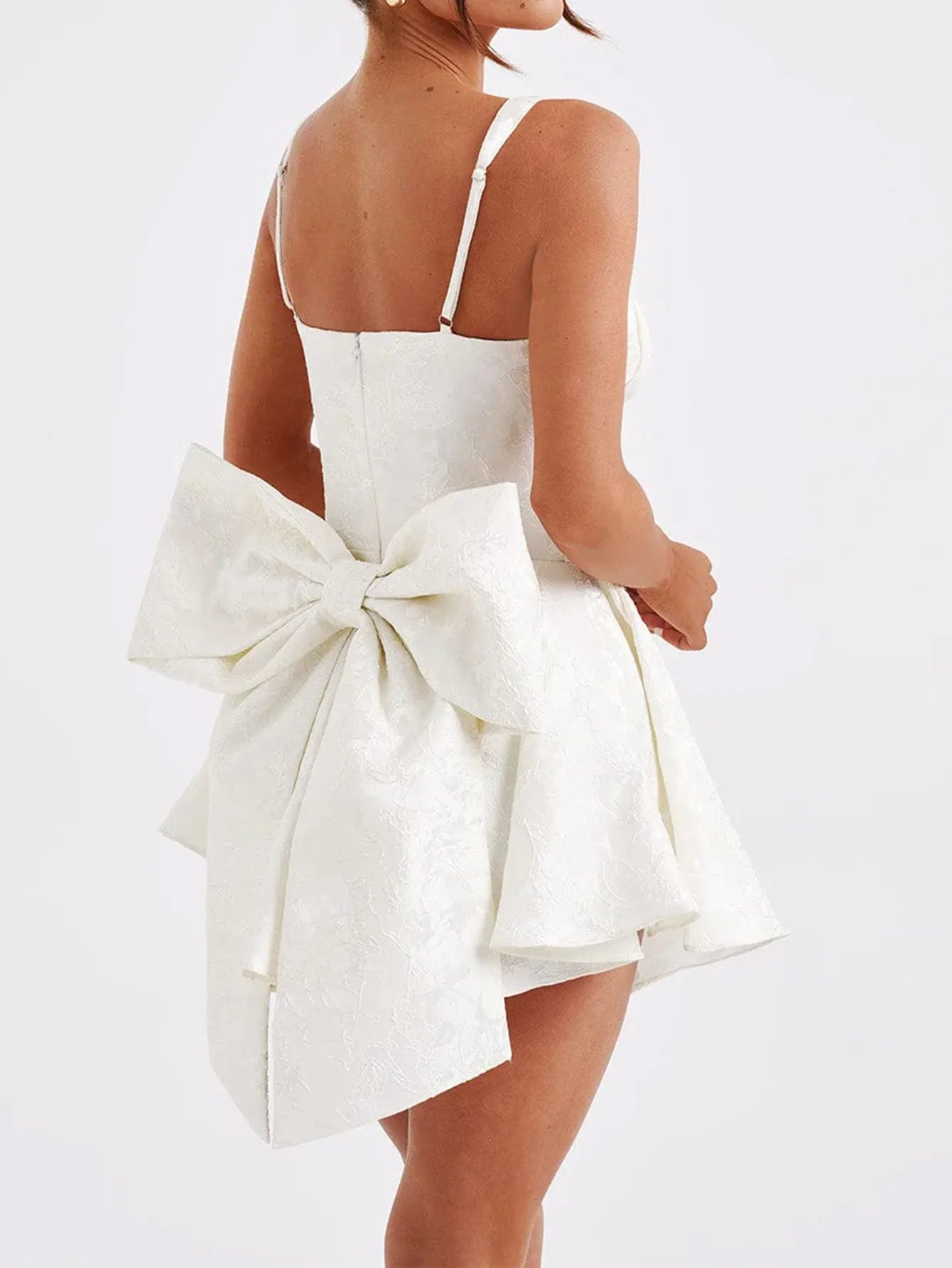 Jacquard Corset Mini Dress with Back Bow - Homecoming & Cocktail Party