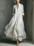 Elegant Women's Printed Maxi Dress With Ruffle Details.