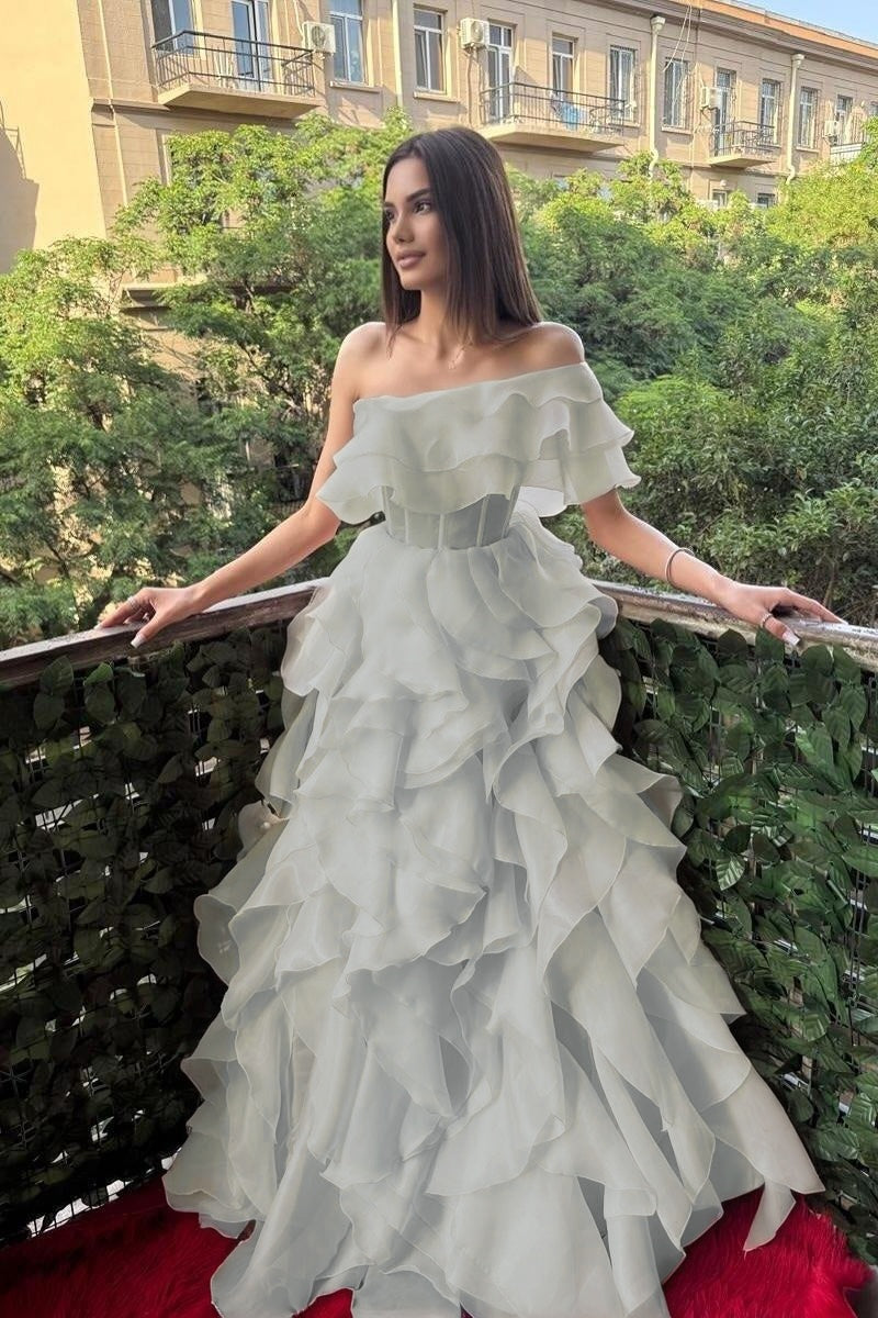 Cocoslly One Shoulder Sleeveless High Waist Long Prom Dress With Ruffles | Pink Chiffon XJ0753
