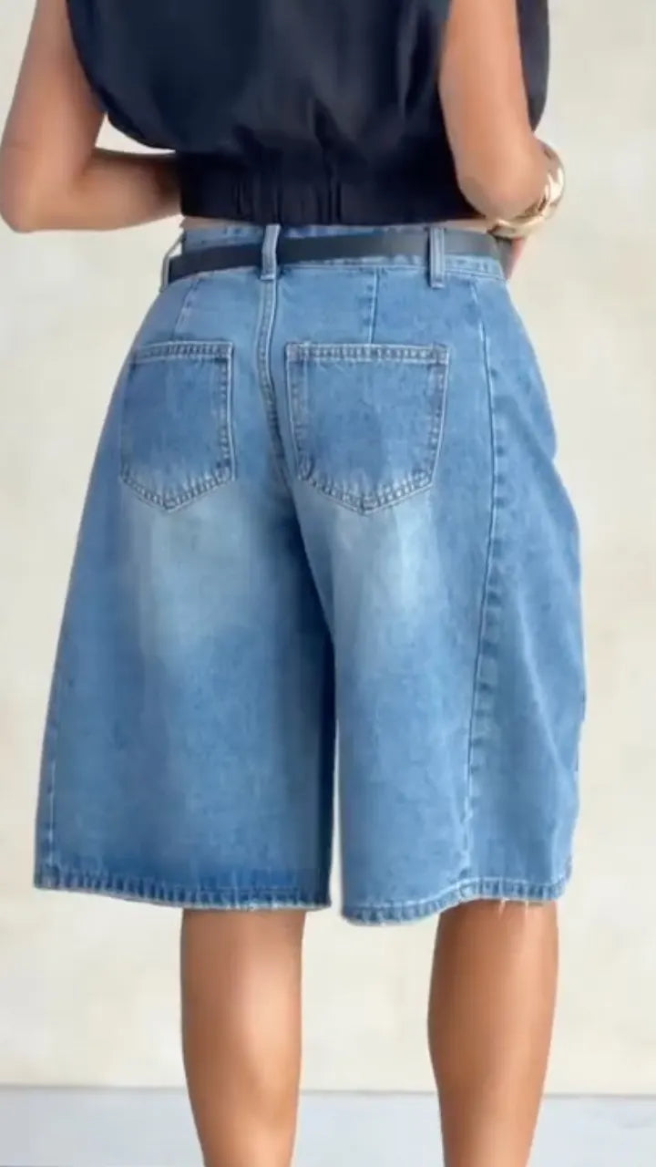 Embellished Denim Bermuda Shorts