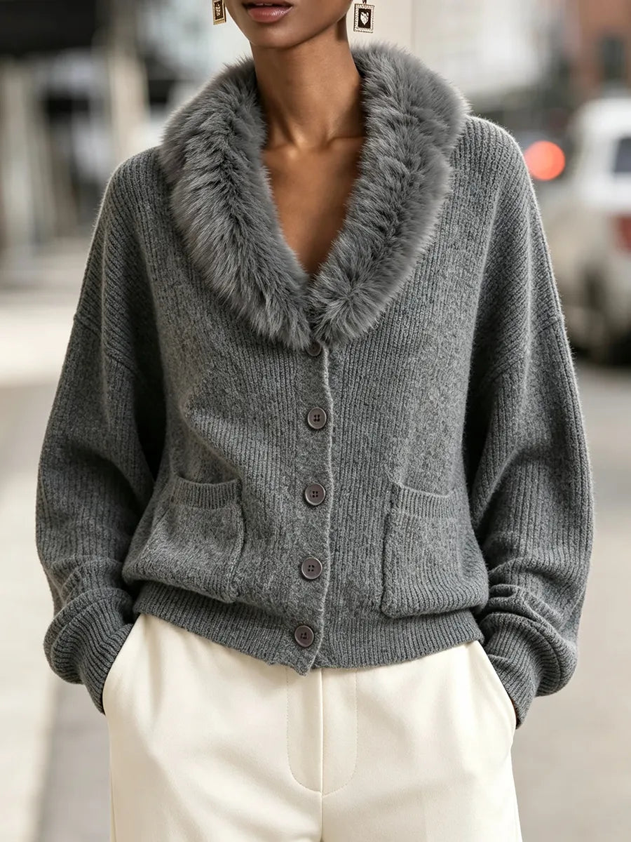 Chic Cozy Plush-collar Cardigan Sweater