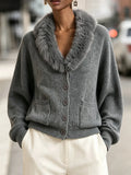 Chic Cozy Plush-collar Cardigan Sweater