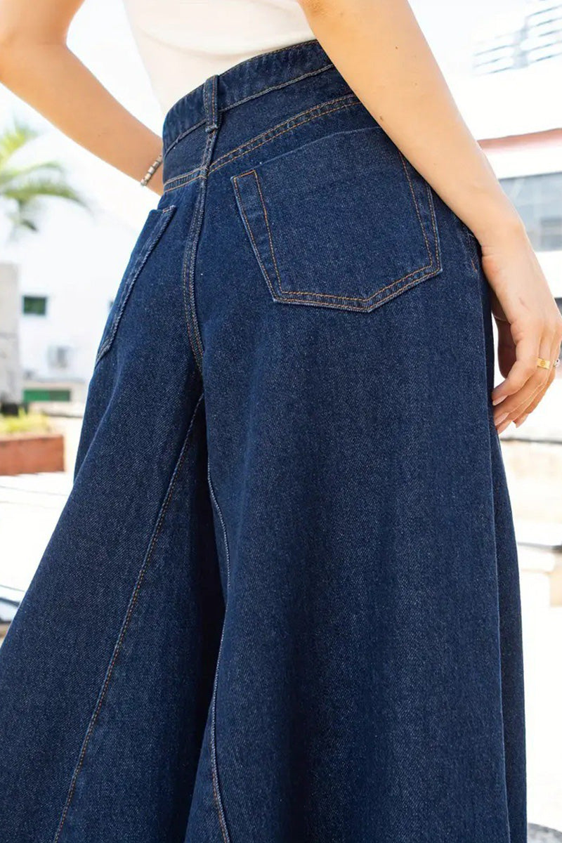 Women's Elegant Minimalist Extra Wide Leg Elastic Jeans