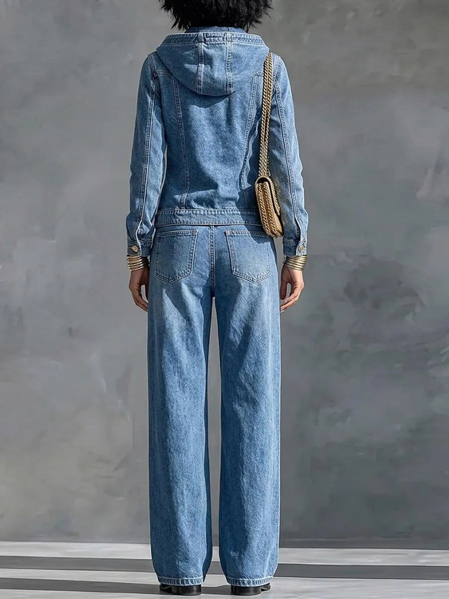 Women's High-waisted Casual Loose-fitting Wide-leg Jeans