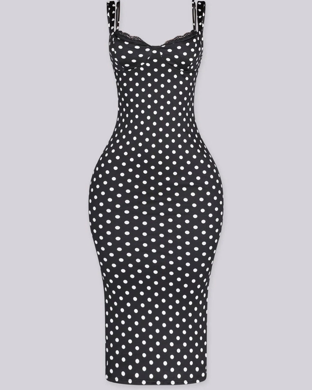 Sexy Women's Slim-Fit Stretchy Classic Polka Dot Maxi Dress