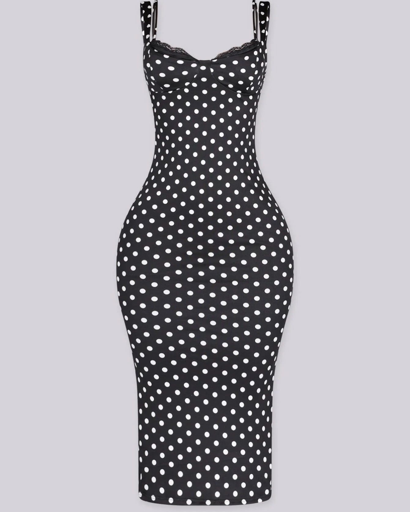 Sexy Women's Slim-Fit Stretchy Classic Polka Dot Maxi Dress