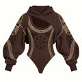 Viking Print Women's Hooded Jumpsuit Two-Piece Set