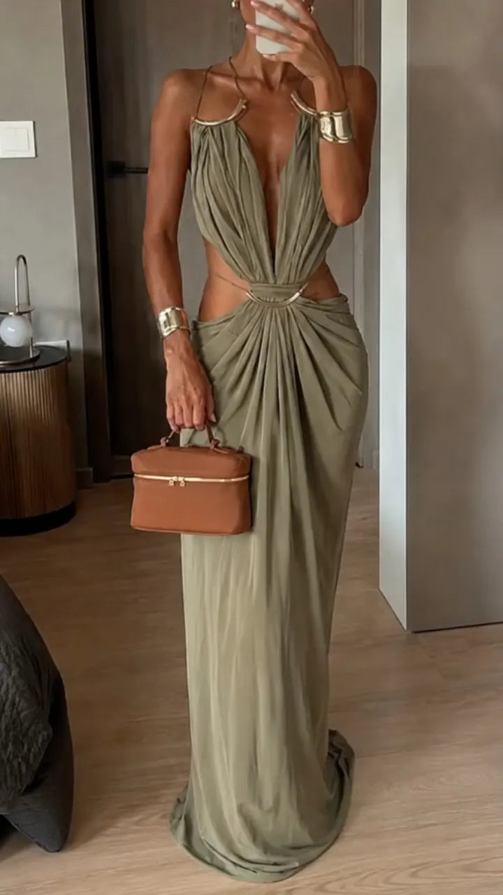 Halter Cutout Maxi Gown