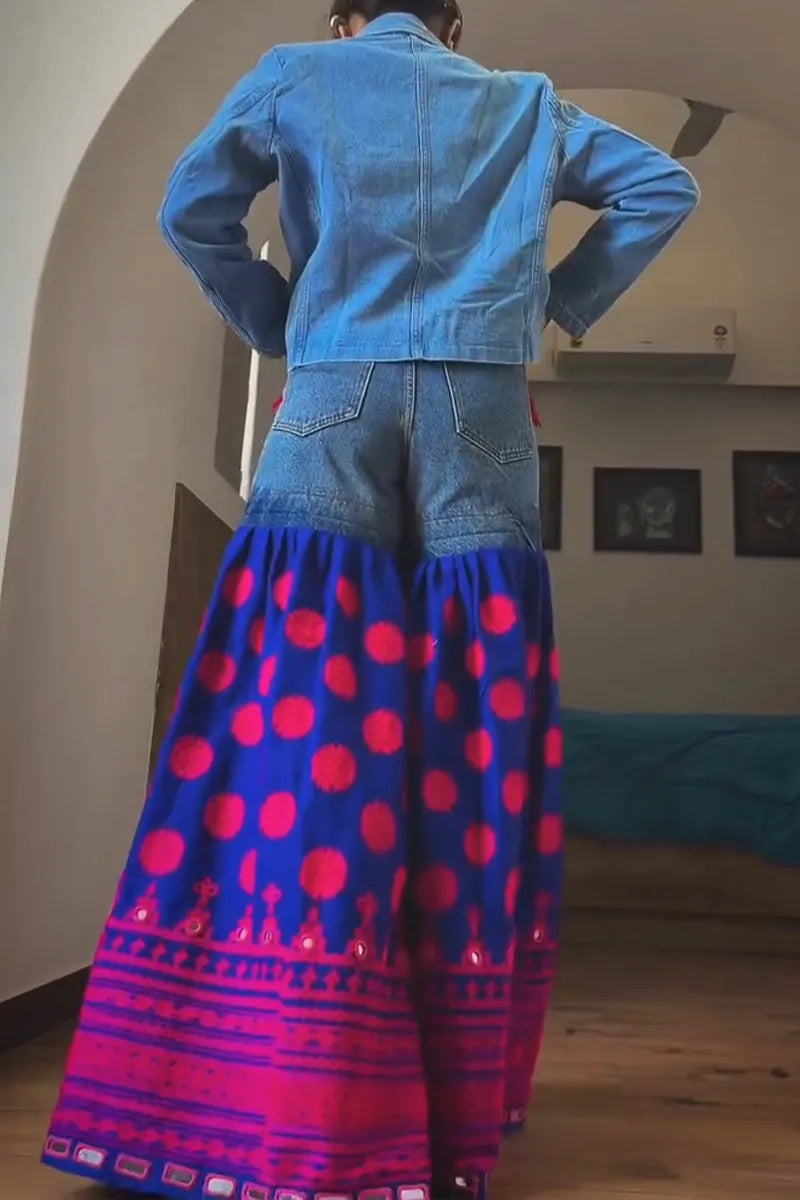 Women's Fashion Lapel Denim Blazer or Pattern Jeans