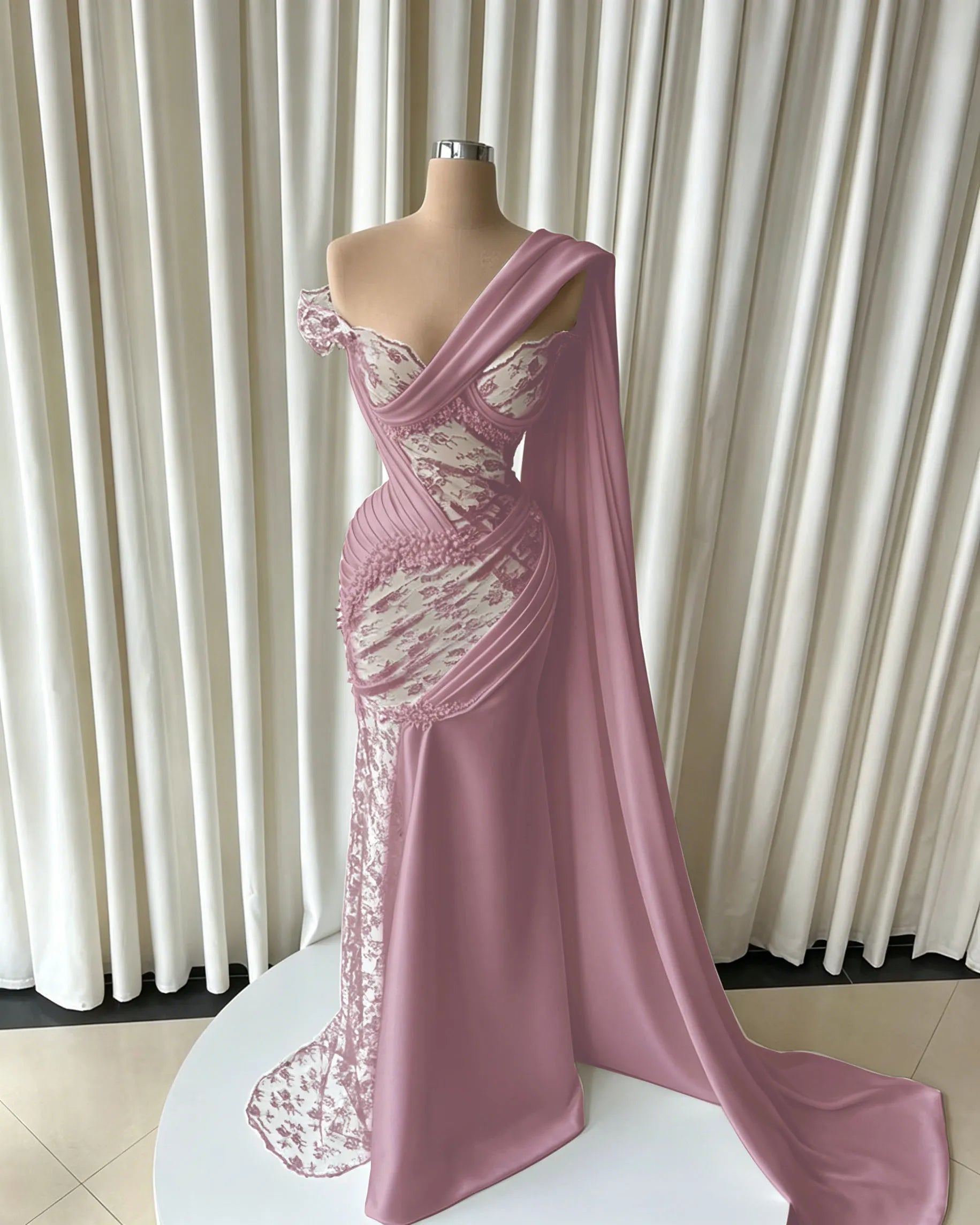 Cocoslly Strapless Sleeveless High Waist Long Prom Dress With Lace And Beading Pearls | Black Satin JZ0166