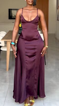 Purple Satin Cami Maxi Dress