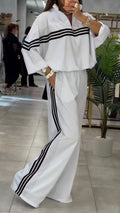 White Rhinestone-Trimmed Tracksuit Set