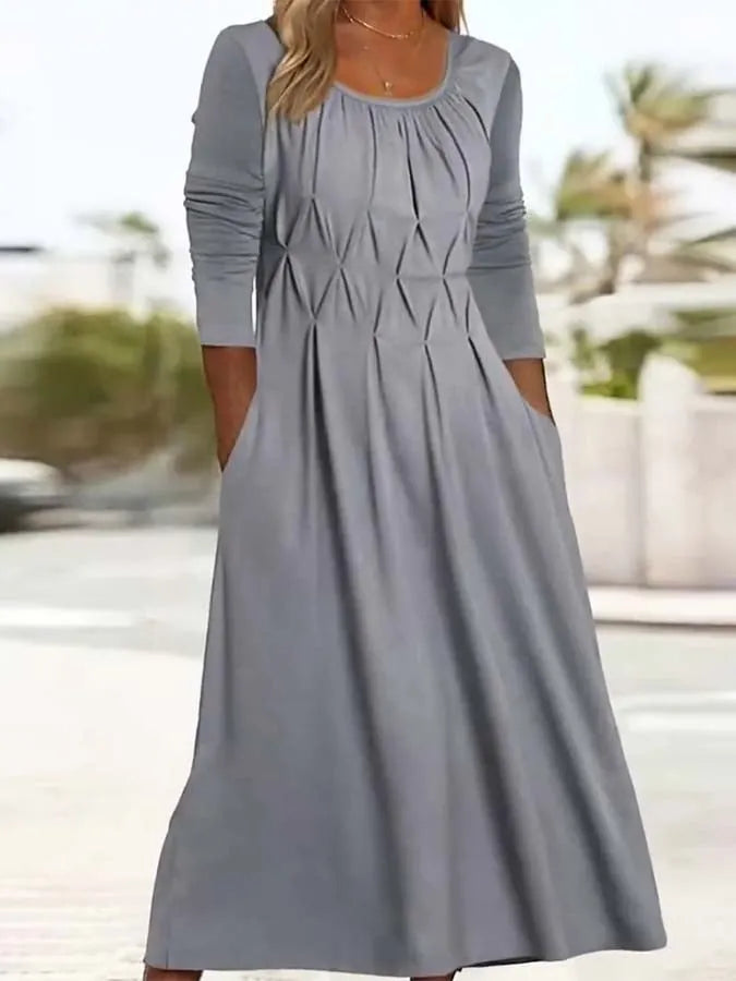 Women'S Solid Color Featured Pleated Dress