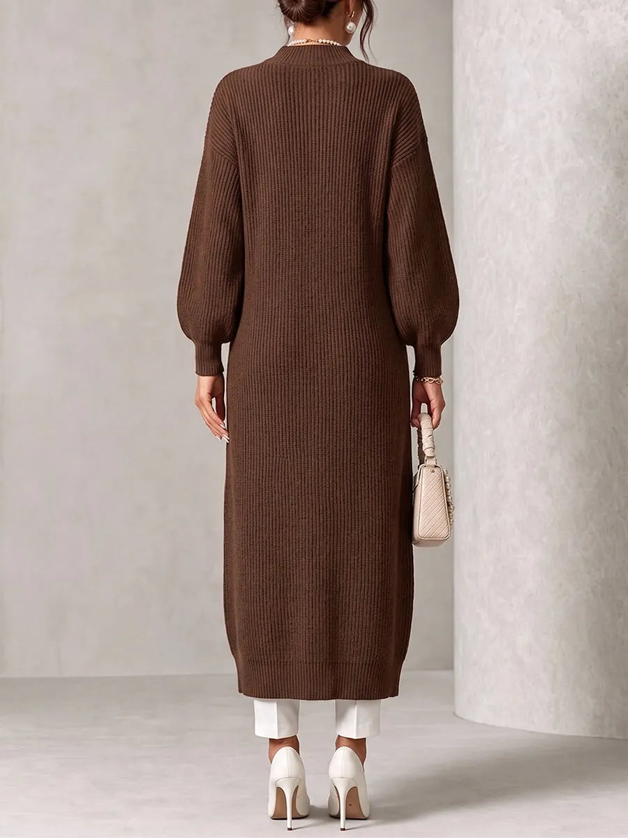 Chic Ribbed Knit Asymmetrical Button Tunic