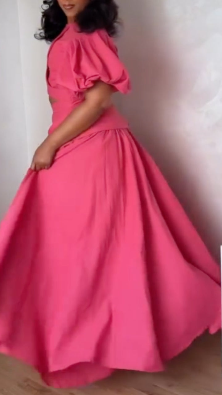Cutout Tie-Waist Maxi Dress