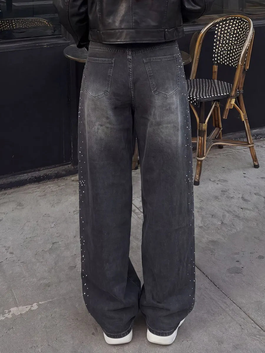Casual Rhinestone-embellished Jeans