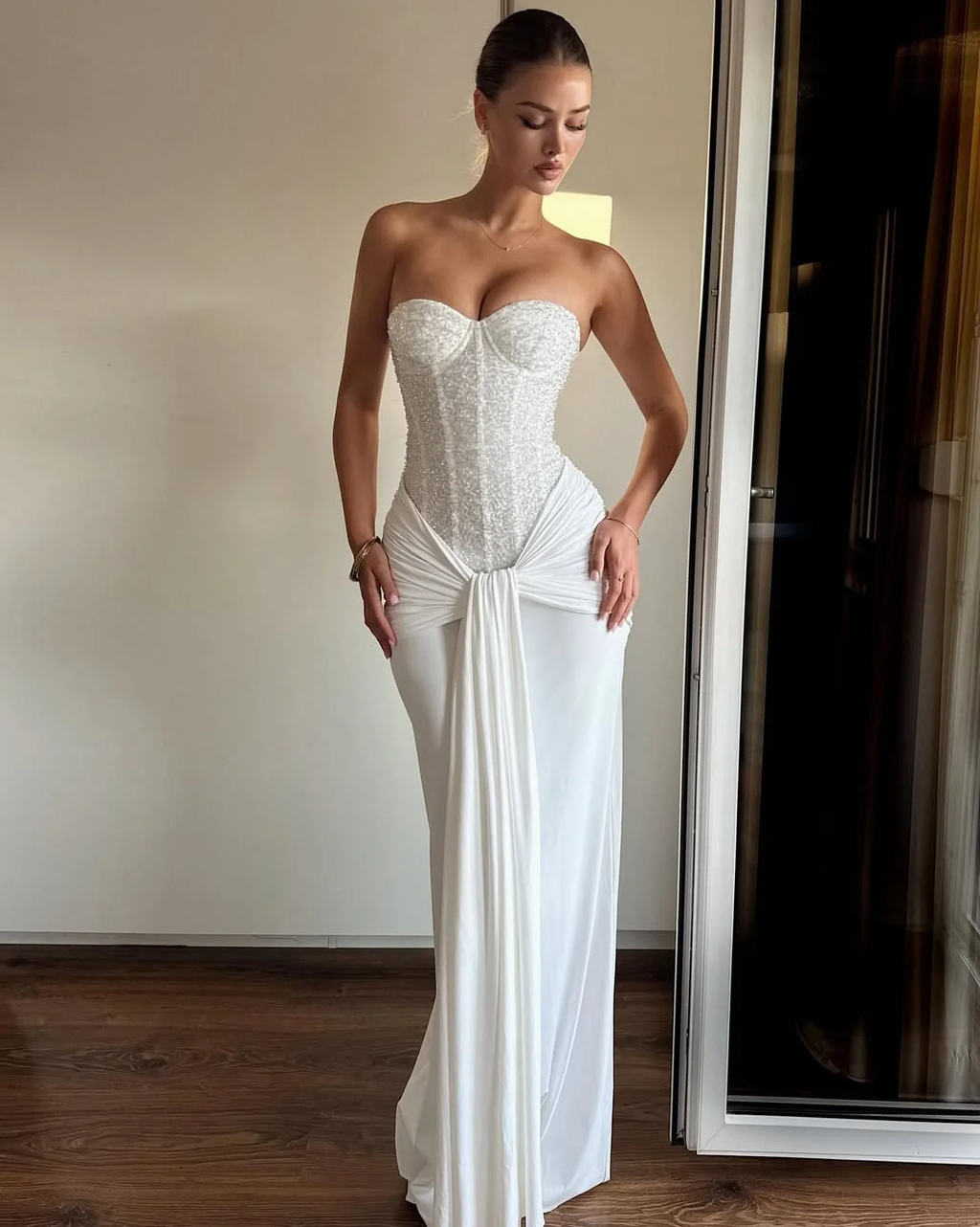 Strapless Sweetheart Sleeveless Long Mermaid Prom Dress With Pleated YK0363