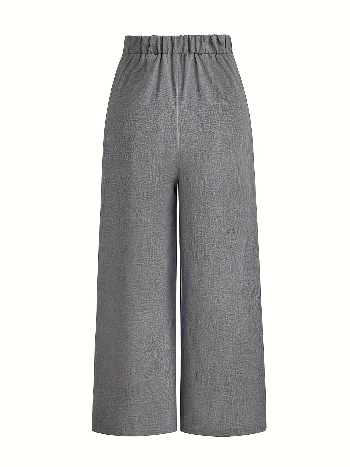 Chic And Sophisticated Grey Wide-leg Trousers With A Wrap-waist Design.