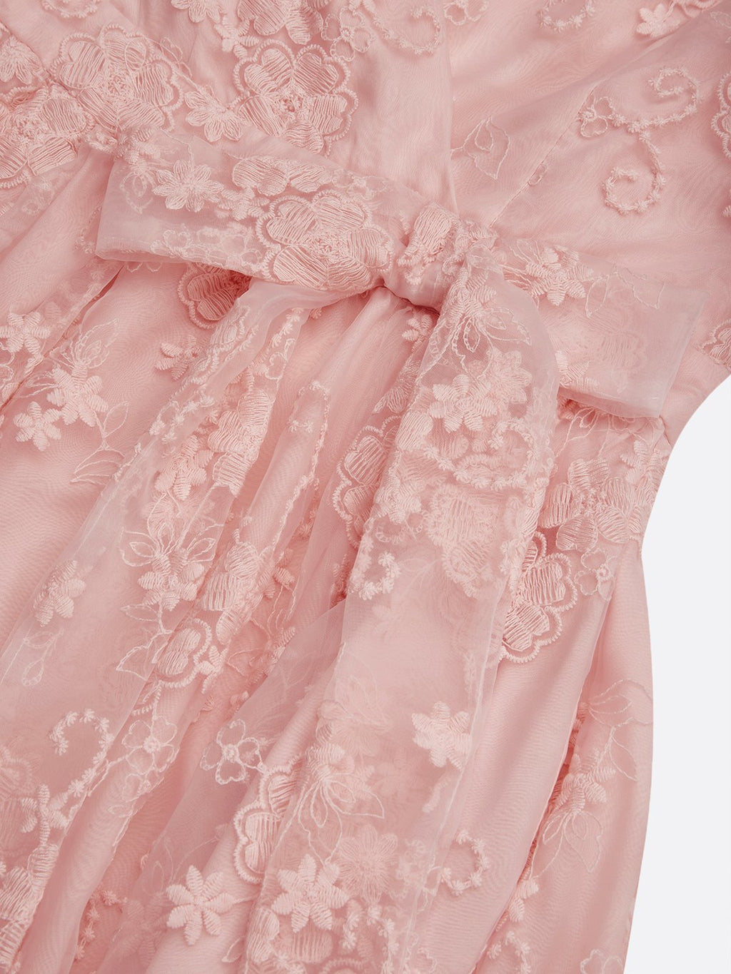 Deep Pink Bow Embroidery Classic V Neck Sleeveless A-Line Midi Dress With Pockets