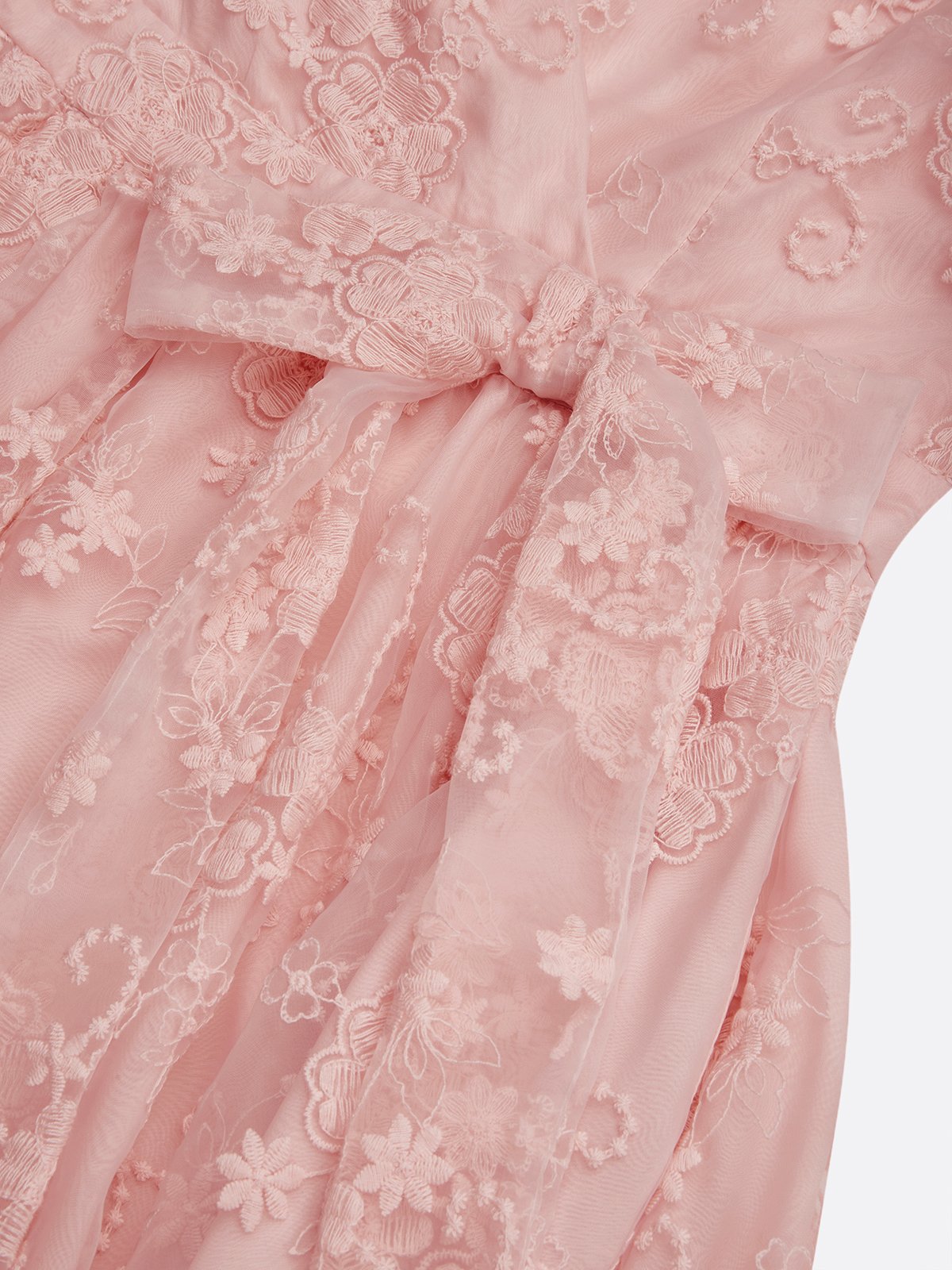 Deep Pink Bow Embroidery Classic V Neck Sleeveless A-Line Midi Dress With Pockets