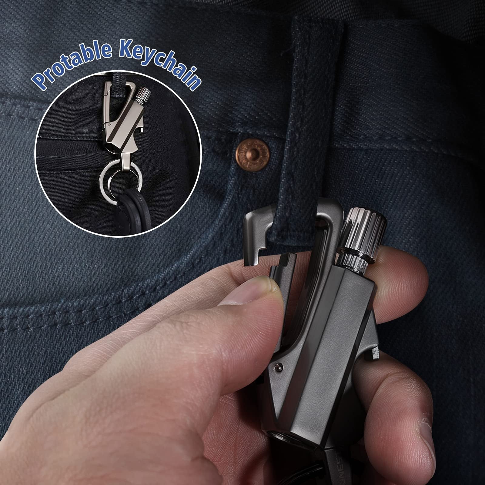 3-in-1 Permanent Match & Carabiner Keychain