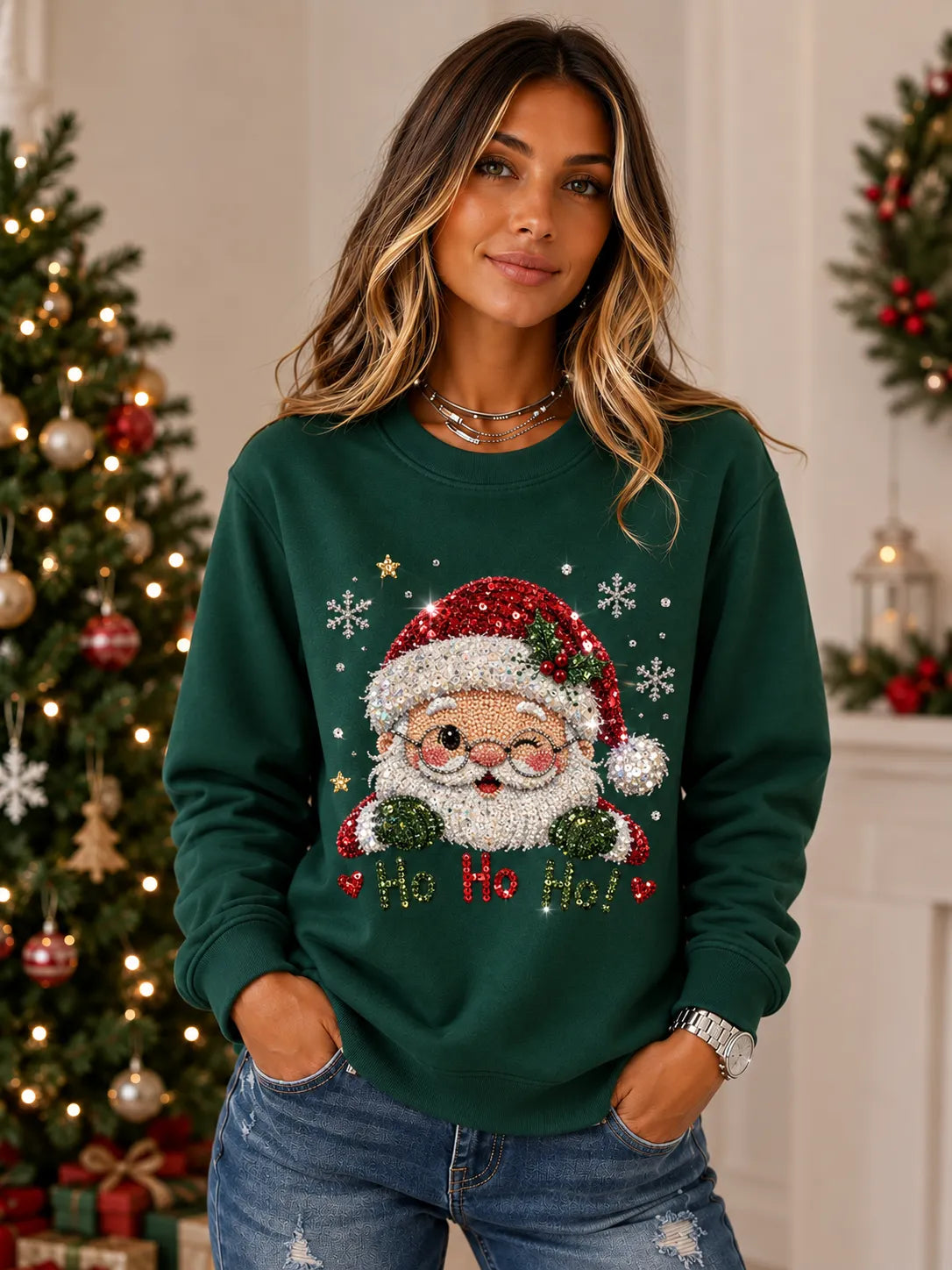 Wink Santa Ho Ho Ho Sweatshirt