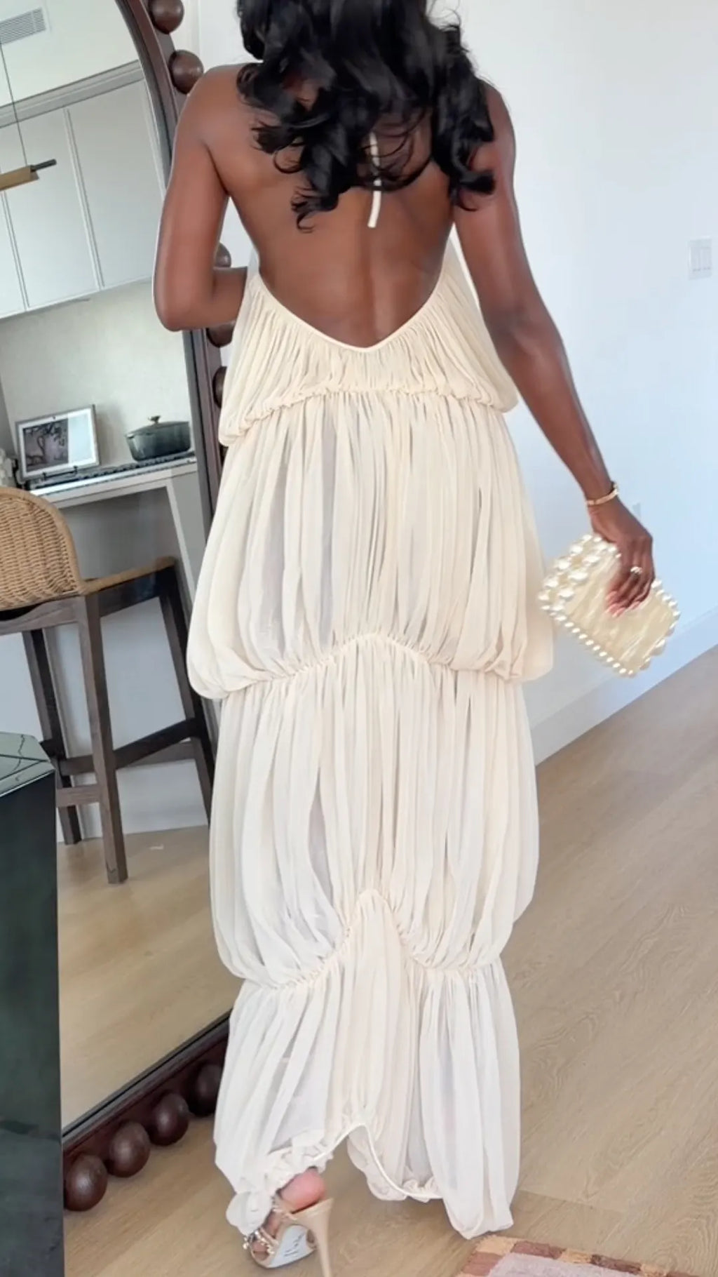 Halter Tiered Flowy Maxi Dress