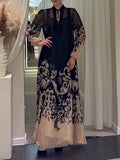 Women's V-neck Chiffon Printed Dress Set