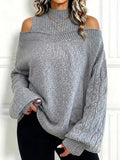 Loose-fit Mock-neck Knit Top With Lantern Sleeves