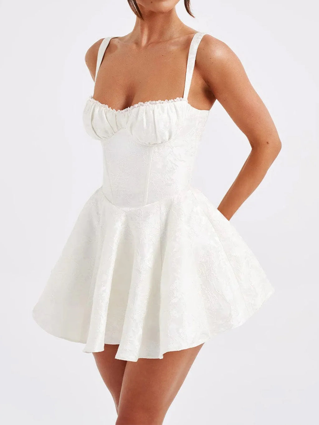 Jacquard Corset Mini Dress with Back Bow - Homecoming & Cocktail Party