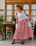 Women's Casual Plaid Apron with Ties