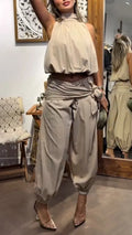 Halter Crop Top & Wrap Tie Harem Pants Two‑Piece Set