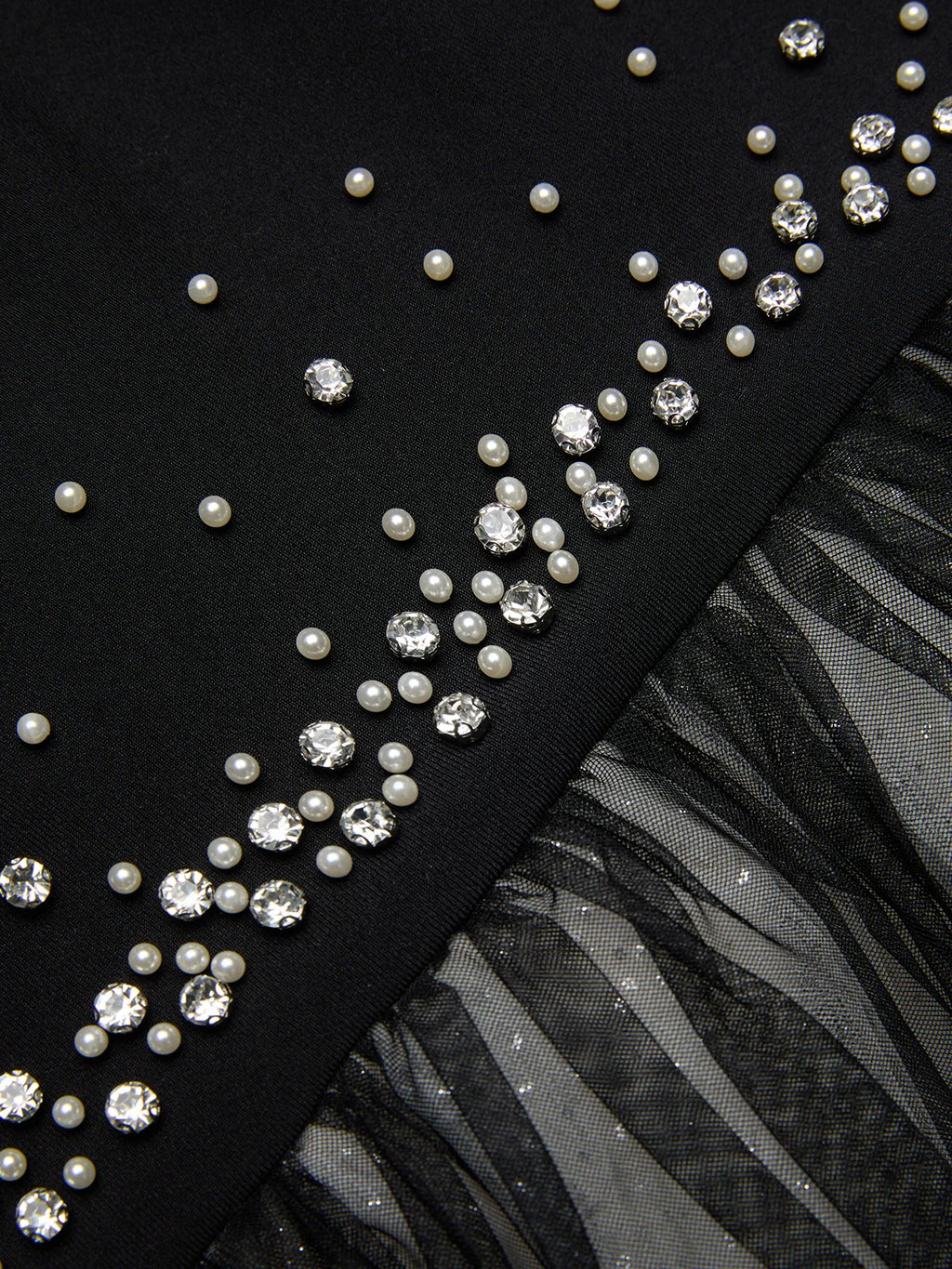 Black Hot Drilling Classic Tulle Strapless Sleeveless A-Line Gown Dress