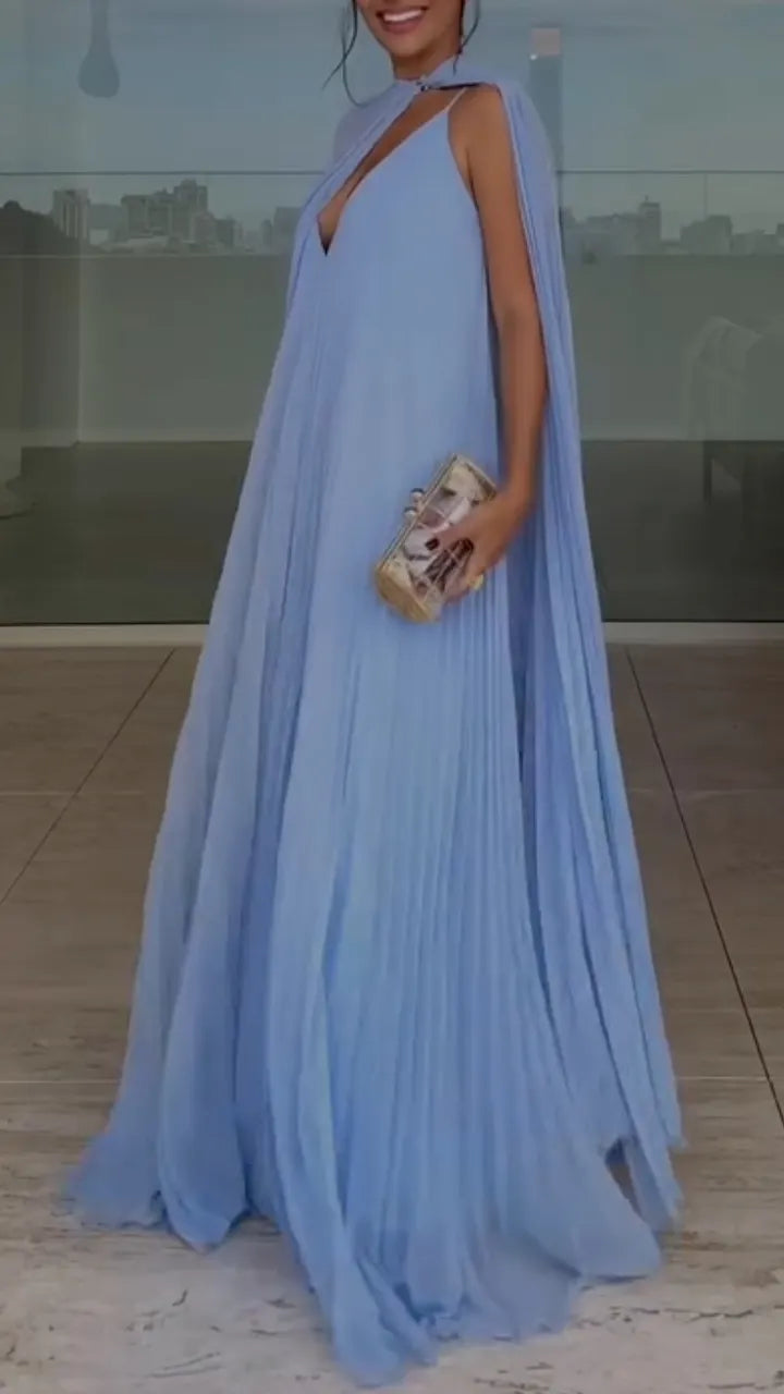 Light Blue Cape Maxi Dress