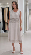 Lace Sleeveless Linen Midi Dres