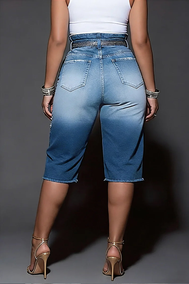 Ladies' Party Washed Ripped Denim Shorts