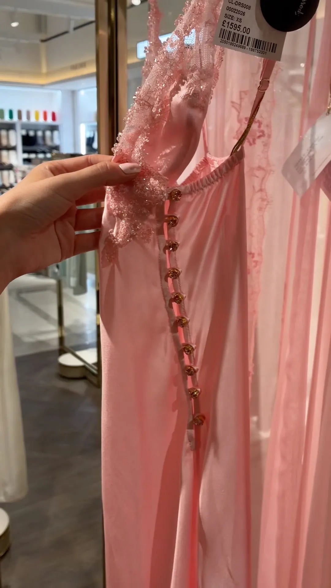 Pink Satin Slip Maxi Nightgown And Lace Chiffon Robe Set
