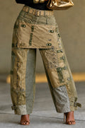Patchwork Hardware Wide Leg Cargo Pants